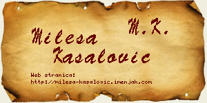 Milesa Kasalović vizit kartica